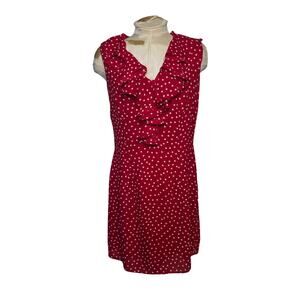 Polka Dot Women's VTG Lois Snyder Dani‎ Max Red Dress Sz 12 ruffled collar